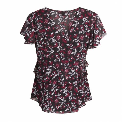 Womens Black/Maroon Flounce Neck S/s Top 31090 by Michael Kors from Hurleys
