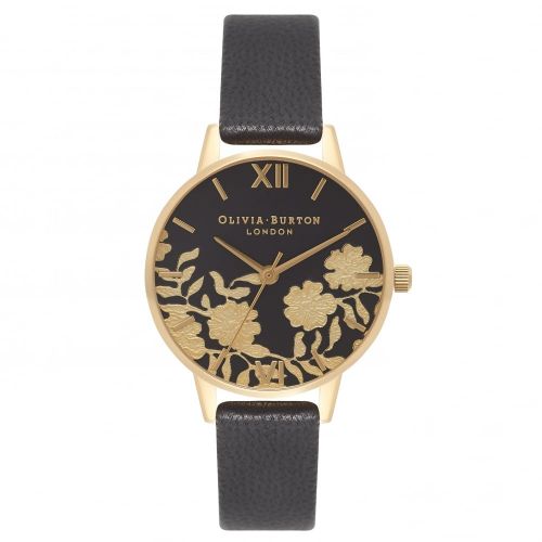 Womens Black & Gold Lace Detail Midi Dial Watch 67874 by Olivia Burton from Hurleys