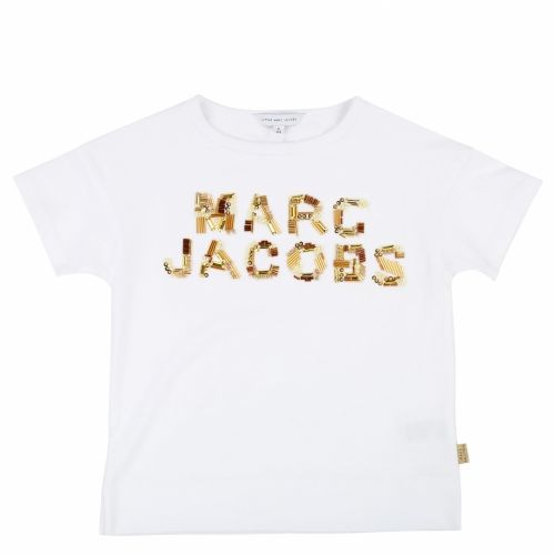 Girls White Embellished Logo S/s T Shirt 36550 by Marc Jacobs from Hurleys