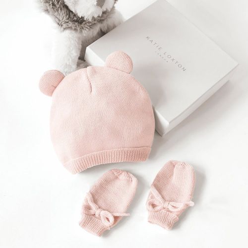Baby Pink Fine Knit Hat & Mittens Set 95037 by Katie Loxton from Hurleys