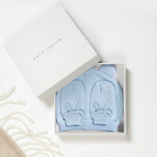 Baby Blue Fine Knit Hat & Mittens Set 95043 by Katie Loxton from Hurleys