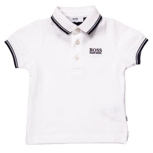 Baby White Branded Tipped S/s Polo Shirt 65324 by BOSS from Hurleys