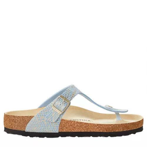 Womens Dusty Blue Shiny Python Gizeh Micro fibre Sandals 106154 by Birkenstock from Hurleys