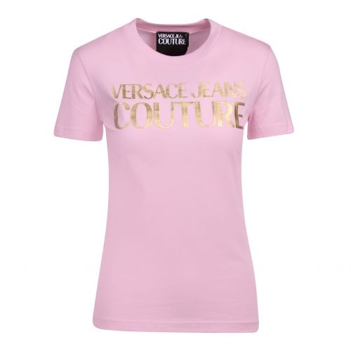 Womens Light Pink Gold Logo Foil Slim Fit S/s T Shirt 84628 by Versace Jeans Couture from Hurleys