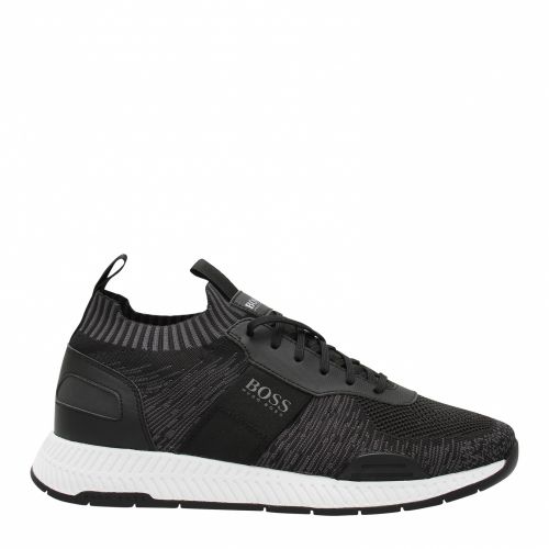 Athleisure Mens Black Titanium Runn Knit Trainers 57277 by BOSS from Hurleys