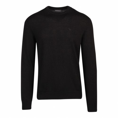 Mens Black Branded Crew Neck Knitted Top 45703 by Emporio Armani from Hurleys