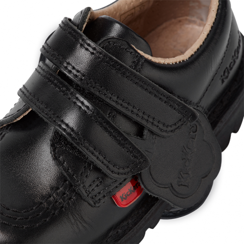 Kickers School Shoes Infant Black Kick Lo Twin Strap Velcro (5-12)