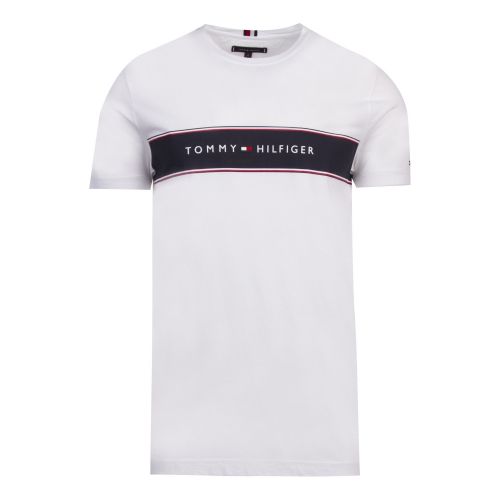 Mens White Logo Chest Stripe S/s T Shirt 52813 by Tommy Hilfiger from Hurleys