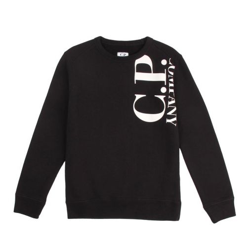 Boys Black Large Logo Shoulder Sweat Top 91621 by C.P. Company Undersixteen from Hurleys