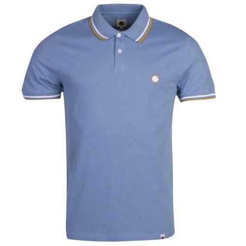 Mens Mid Blue Tipped Pique S/s Polo Shirt 26181 by Pretty Green from Hurleys