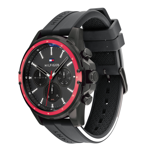 Mens Black/Red Mason Silicone Watch 79967 by Tommy Hilfiger from Hurleys