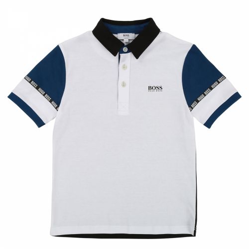 Boys Blue/White Branded Polo & Sweat Shorts Set 38337 by BOSS from Hurleys