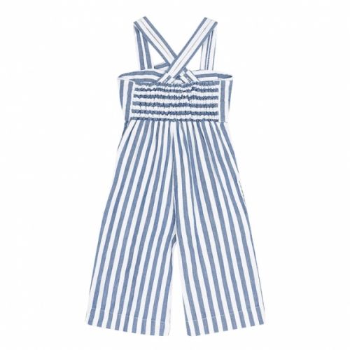 Girls Blue Stripe Bow Jumpsuit 58315 by Mayoral from Hurleys