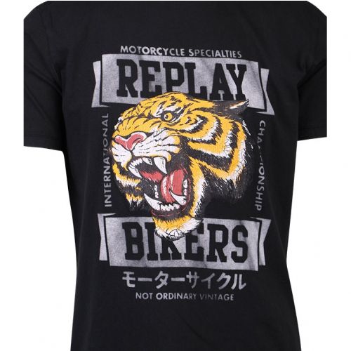 Mens Blackboard Bikers Tiger S/s T Shirt 107990 by Replay from Hurleys