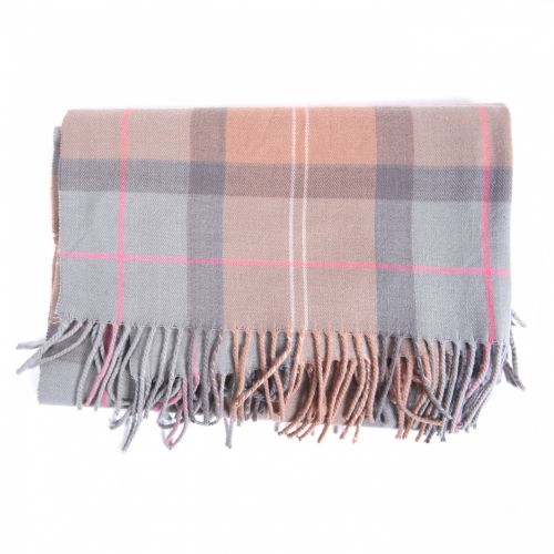 Womens Taupe/Pink Hailes Tartan Wrap Scarf 47533 by Barbour from Hurleys