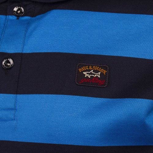 Mens Navy/Blue Stripe Custom Fit S/s Polo Shirt 82409 by Paul And Shark from Hurleys