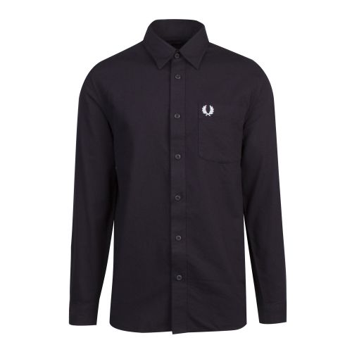 Mens Black Brushed Cotton L/s Shirt 52238 by Fred Perry from Hurleys