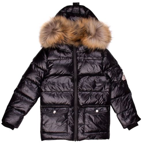 Kids Black Authentic Fur Shiny Jacket (8yr+) 13863 by Pyrenex from Hurleys