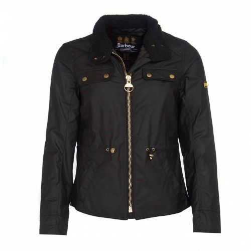 Womens Black Trial Waxed Jacket 51305 by Barbour International from Hurleys