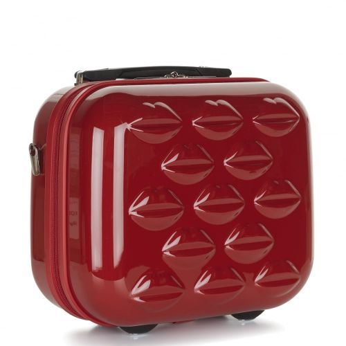 Womens Red Hard Sided Lips Vanity Case 66674 by Lulu Guinness from Hurleys