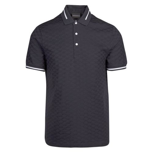 Mens Navy Textured Eagle S/s Polo Shirt 37012 by Emporio Armani from Hurleys