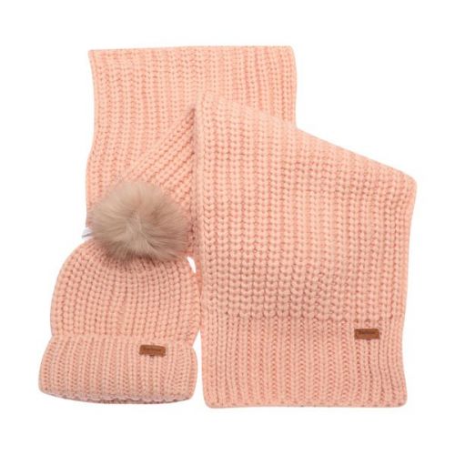 Womens Pink Saltburn Beanie + Scarf Set 112422 by Barbour from Hurleys