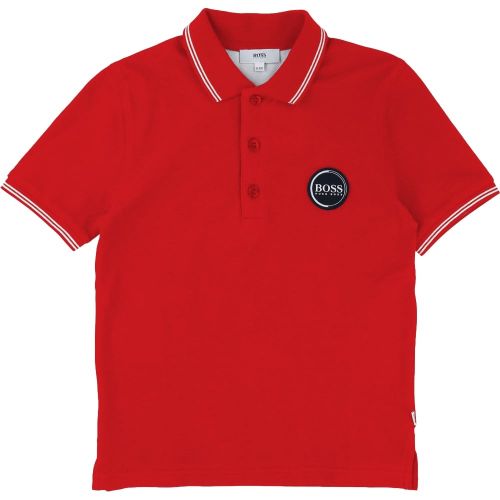 Boys Red Tipped Logo S/s Polo Shirt 13301 by BOSS from Hurleys