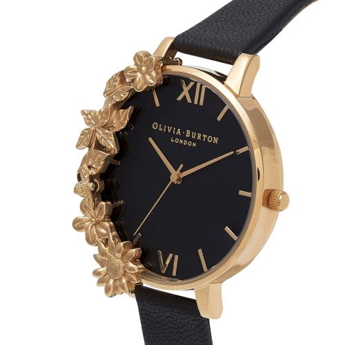 Womens Black Dial & Gold Case Cuff Big Dial Watch 26036 by Olivia Burton from Hurleys