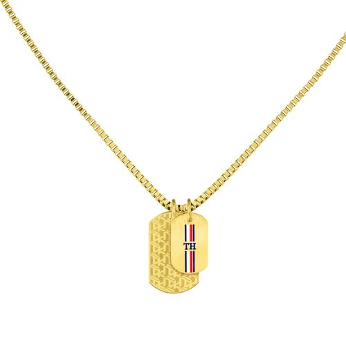 Mens Gold Double Dog Tag Necklace 60102 by Tommy Hilfiger from Hurleys