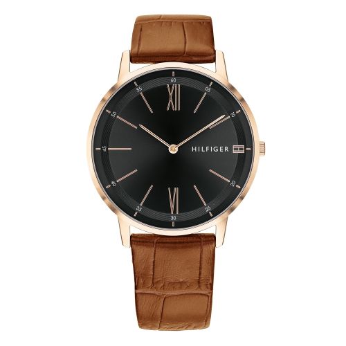 Mens Rose Gold/Brown/Black Cooper Leather Watch 44210 by Tommy Hilfiger from Hurleys