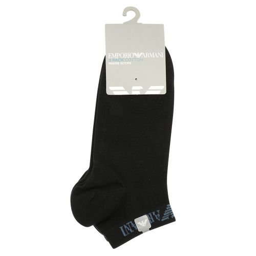 Mens Black Logo 3 Pack Trainer Socks 106542 by Emporio Armani from Hurleys
