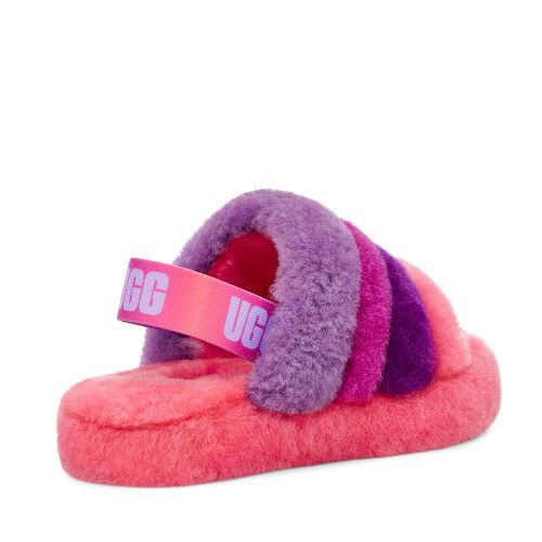 Kids Pink/Purple Rainbow Fluff Yeah Slippers (12-5) 87449 by UGG from Hurleys