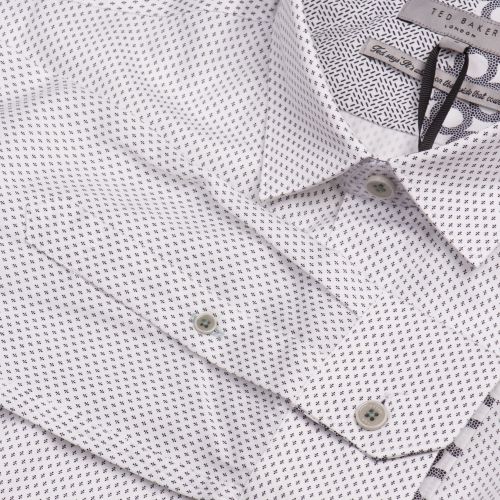 Mens White Boomtwn Geo L/s Shirt 28254 by Ted Baker from Hurleys