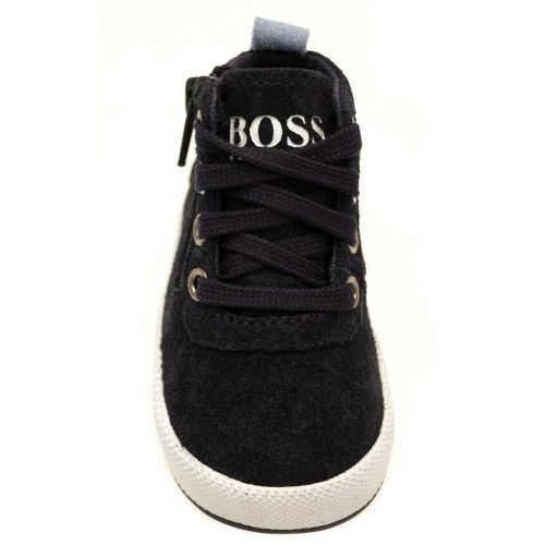 Baby Navy Suede Hi Tops (17-26) 65379 by BOSS from Hurleys