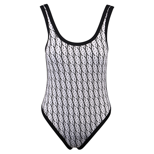 Womens White Scoop Back Monogram Swimsuit 107585 by Calvin Klein from Hurleys