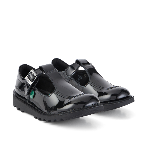 Infant Black Patent Kick T Bar (5-12) 99787 by Kickers from Hurleys