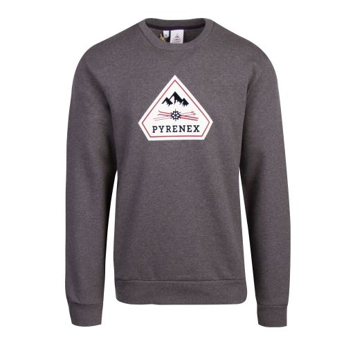 Mens Grey Marl Charles Logo Crew Sweat Top 78713 by Pyrenex from Hurleys