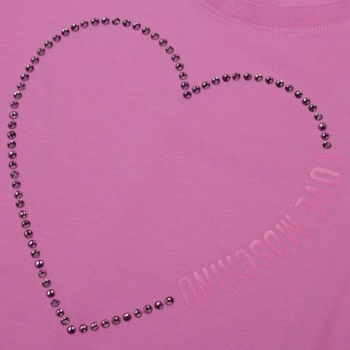 Womens Pink Crystal Heart Slim Fit S/s T Shirt 89140 by Love Moschino from Hurleys