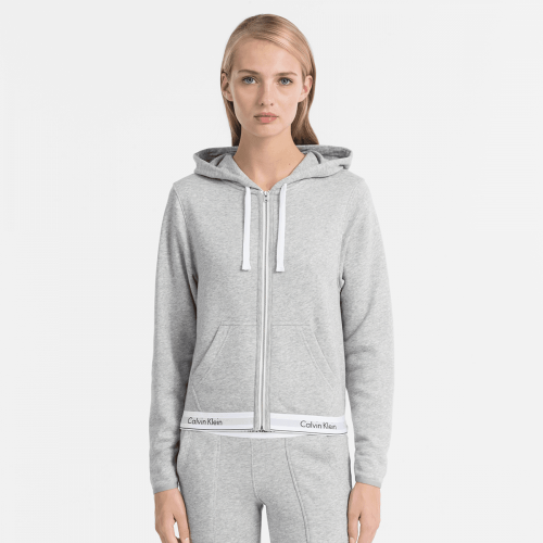 Womens Grey Heather Hooded Zip Sweat Top 16360 by Calvin Klein from Hurleys