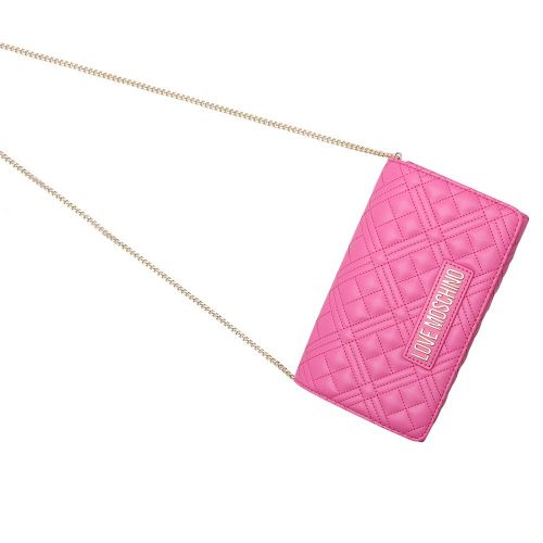 Womens Fuschia Diamond Quilted Clutch Cross Body Bag 101617 by Love Moschino from Hurleys