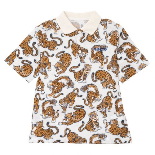Boys Off White Tiger Print S/s Polo Shirt 102611 by Kenzo from Hurleys