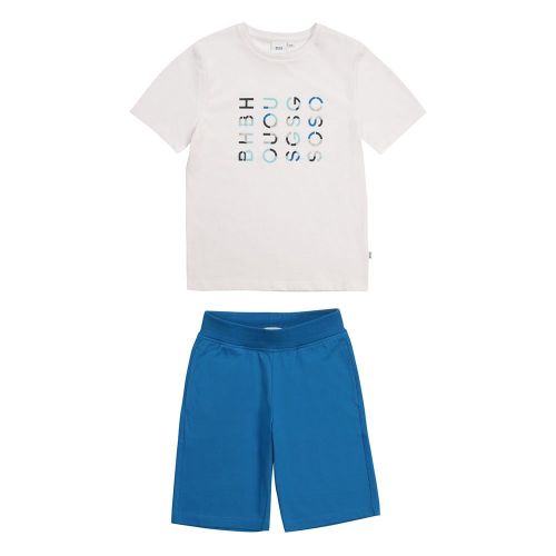 Boys White Logo S/s T Shirt & Short Set 86481 by BOSS from Hurleys