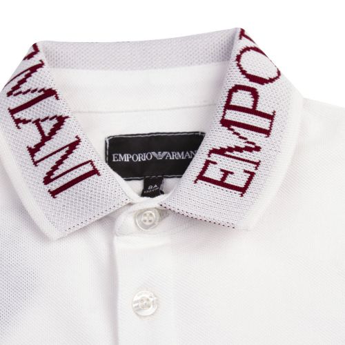 Boys White Logo Collar L/s Polo Shirt 78848 by Emporio Armani from Hurleys