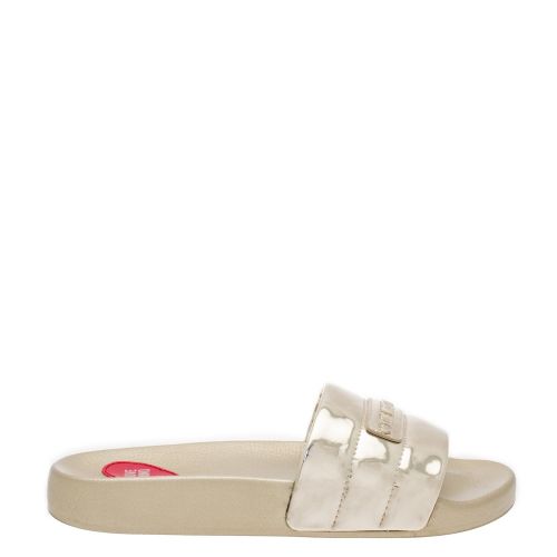 Womens Gold Branded Slides 35153 by Love Moschino from Hurleys