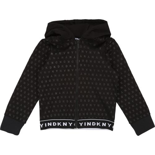 Girls Black Logo Print Hooded Zip Through Sweat Jacket 36528 by DKNY from Hurleys