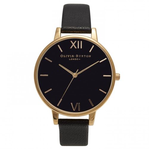 Womens Black Dial & Gold Big Dial Watch 16618 by Olivia Burton from Hurleys