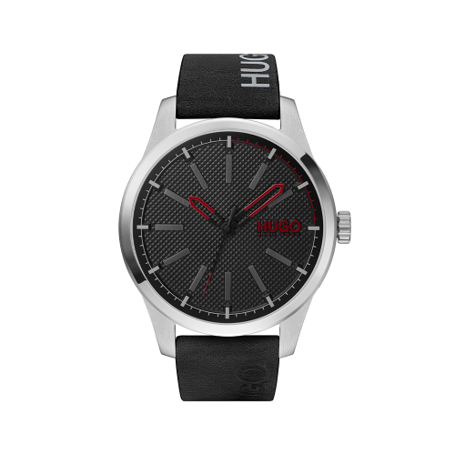 Mens Black/Silver Invent Leather Watch 78814 by HUGO from Hurleys