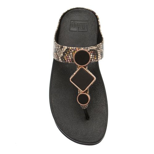 Womens Black Snake Leia Exotic Toe Post Flip Flops 87673 by FitFlop from Hurleys