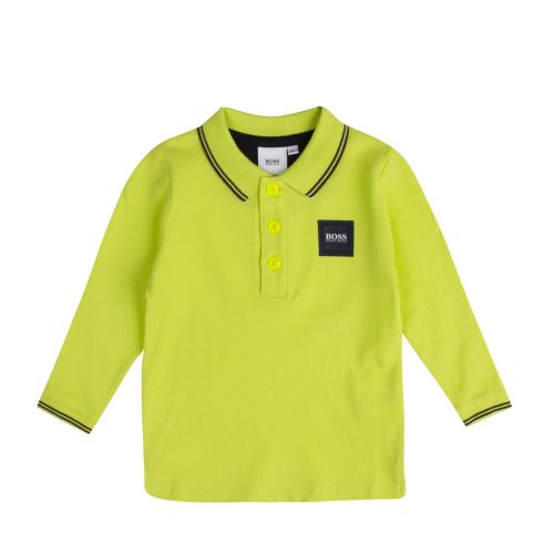 Toddler Lime Square Logo Tipped L/s Polo Shirt 75730 by BOSS from Hurleys