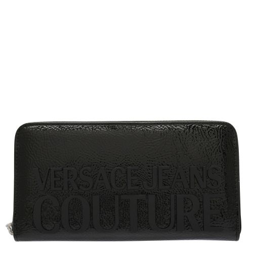 Womens Black Branded High Shine Zip Around Purse 51122 by Versace Jeans Couture from Hurleys